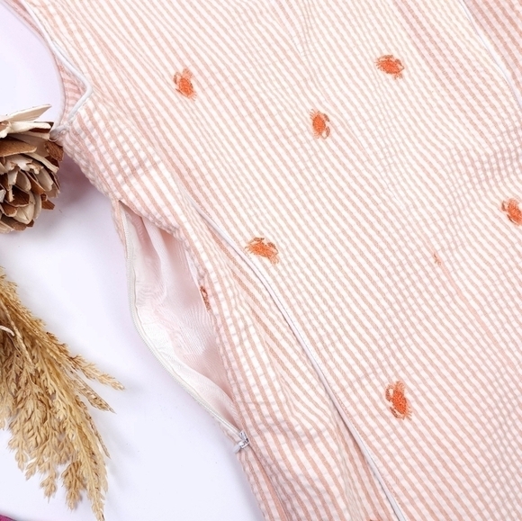 Bushwhacker Peach White Stripe Crab Seersucker Dress Sz 10 - Picture 14 of 14